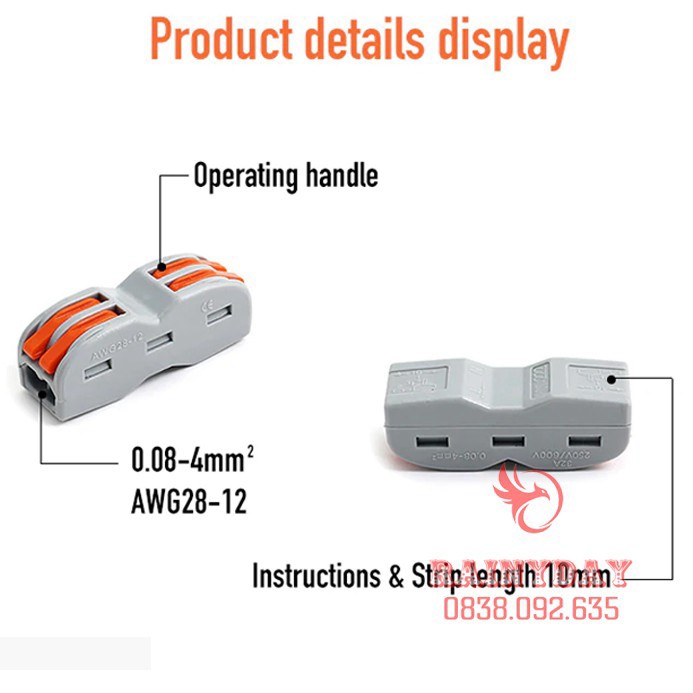 Đầu khớp cút cầu nối nhanh dây điện siêu nhanh siêu tiện lợi 2P 2 đầu 4 cổng an toàn thông minh .