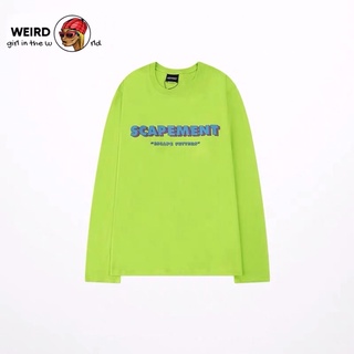 Áo long sleeve thun tay dài màu xanh neon cam trắng Scapement form rộng unisex nam nữ streetstyle xanh chuối thu đông