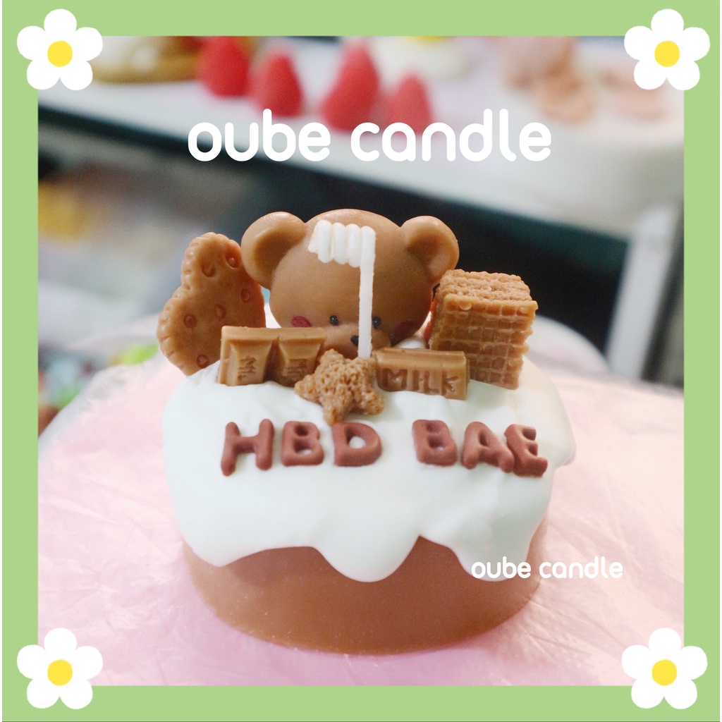 Nến Thơm Tinh Dầu Cao Cấp Decor Làm Quà Tặng Hình Bánh Kem Bé Teddy Nhiều Mẫu Hương Tự Chọn | Oube Candle NT98