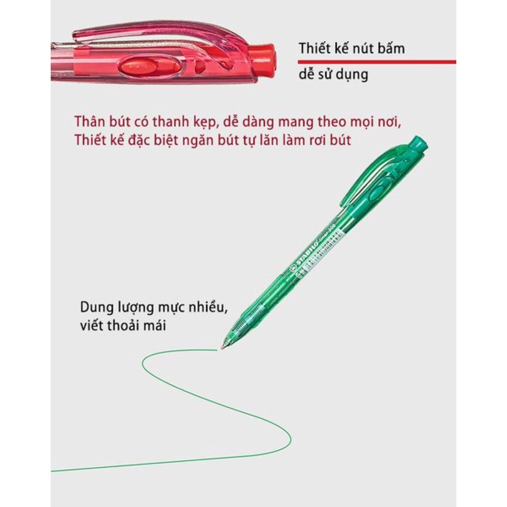 Bút bi STABILO Liner BP308F (Xanh biển, Đen, Đỏ, Hồng, Xanh lá, Tím)