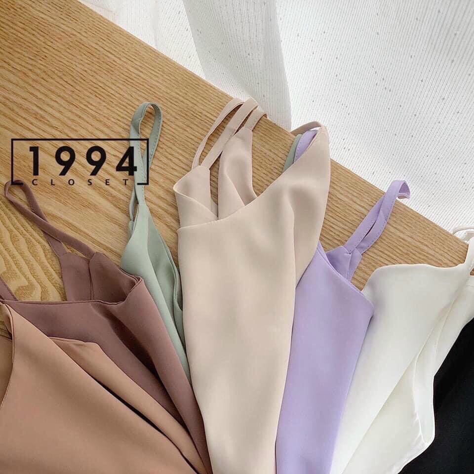 Áo hai dây nữ đũi hàng quảng châu cao cấp cổ V siêu mịn mát freesize basic Taosan