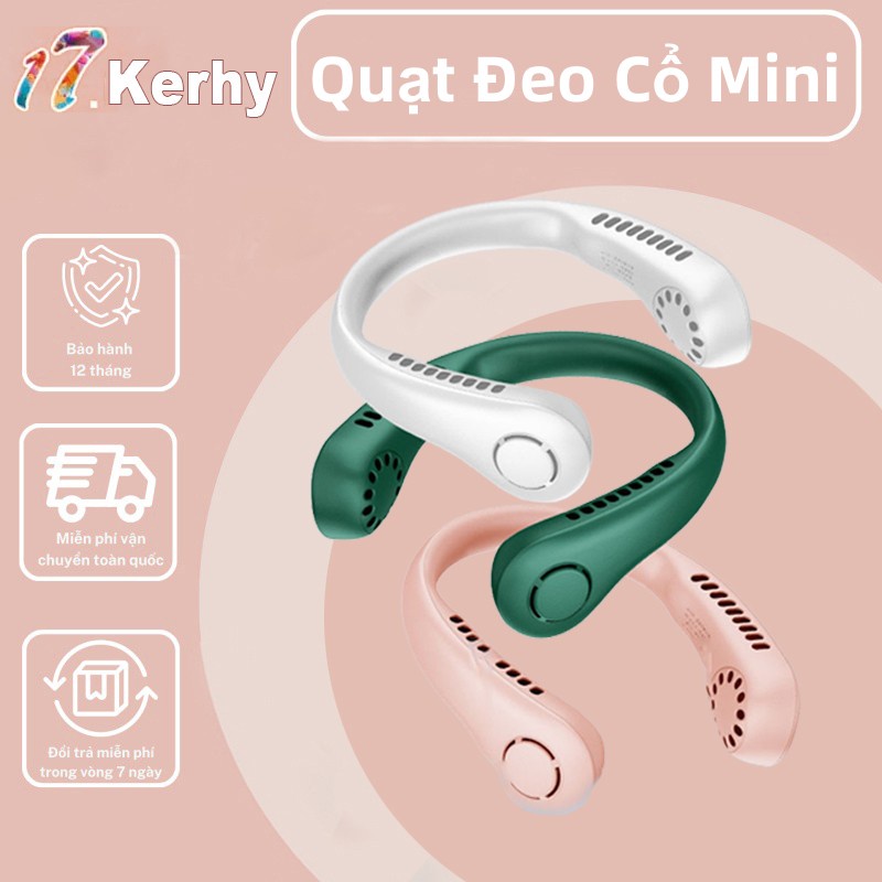 Quạt cổ không cánh nhỏ Quạt sạc USB di động nhỏ 3 chế độ gió, Kiểu dáng thể thao-17.Kerhy
