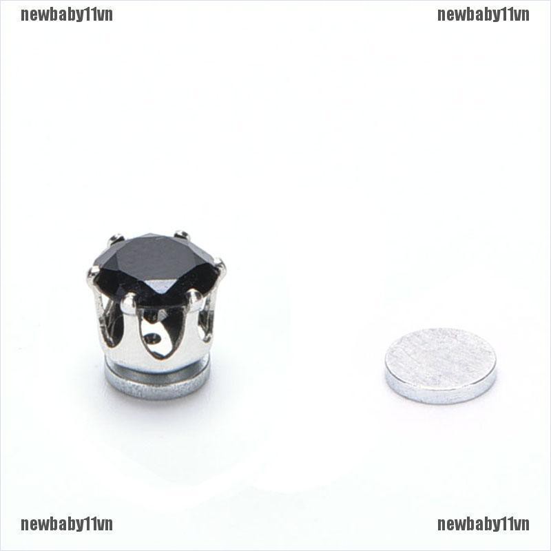 1 Cặp Bông Tai Nam Châm Pha Lê Đen / Trong Suốt Phong Cách Unisex