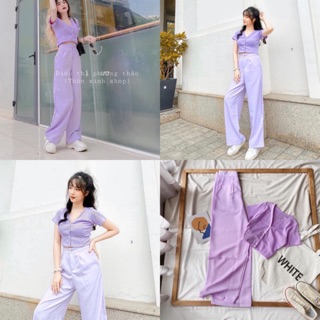 Set Croptop Cài Nút + Quần Cullote Siêu Hot