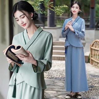 Set bộ quần áo cổ trang kiểu trung hoa trung quốc hán phục đi lễ chùa