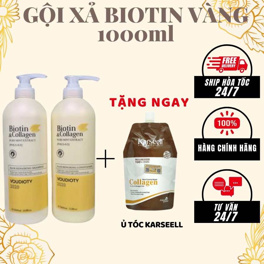 COMBO BIOTIN&COLLAGEN VÀNG 1000ML (tặng kèm ủ Karseell)