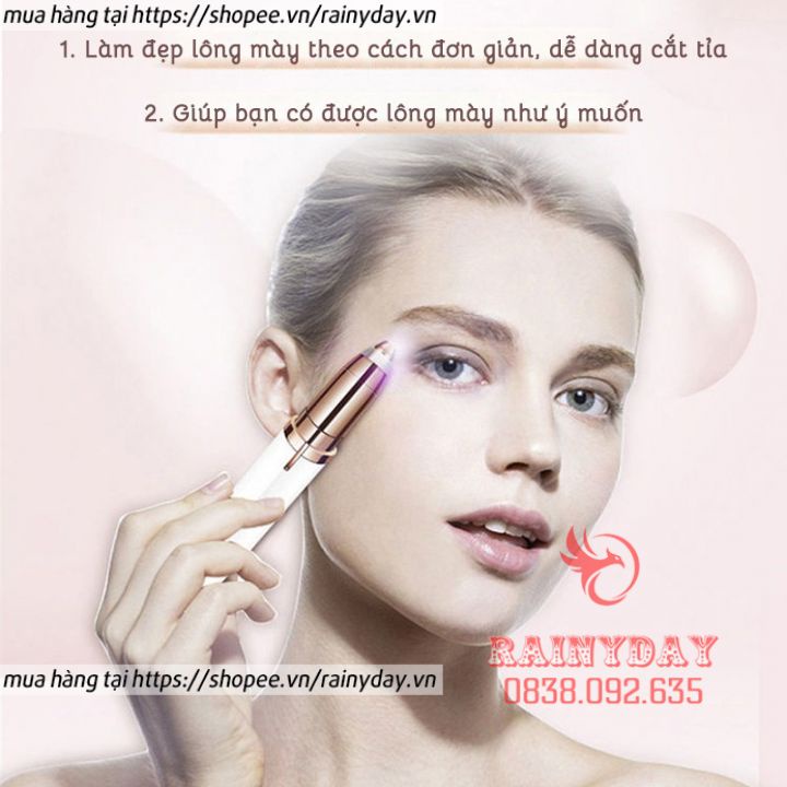 Bút tỉa lông mày máy cạo tỉa chân lông mày Flawless Brows sạc bằng điện cao cấp