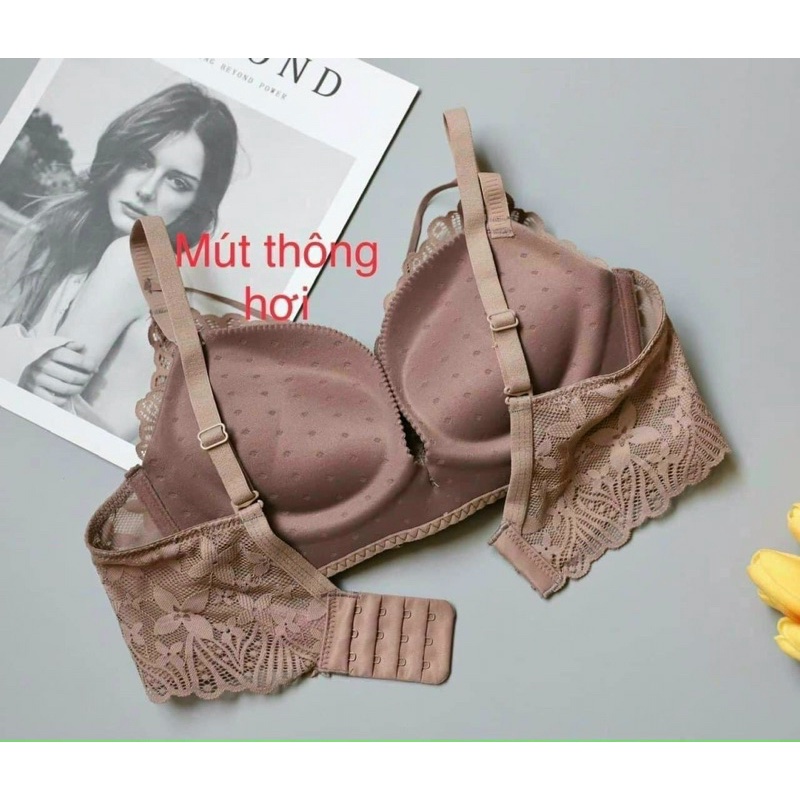 Áo lót ren định hình không gọng đan dây siêu độn dày 6cm đệm mút hơi mềm mại thoáng khí 2289