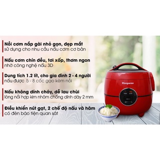 Nồi cơm điện kangaroo 1.2 lít kg822 đỏ