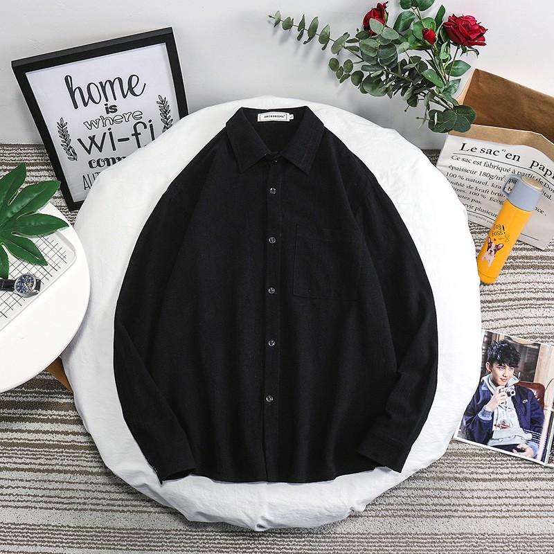 European and American style printed long-sleeved shirt for men