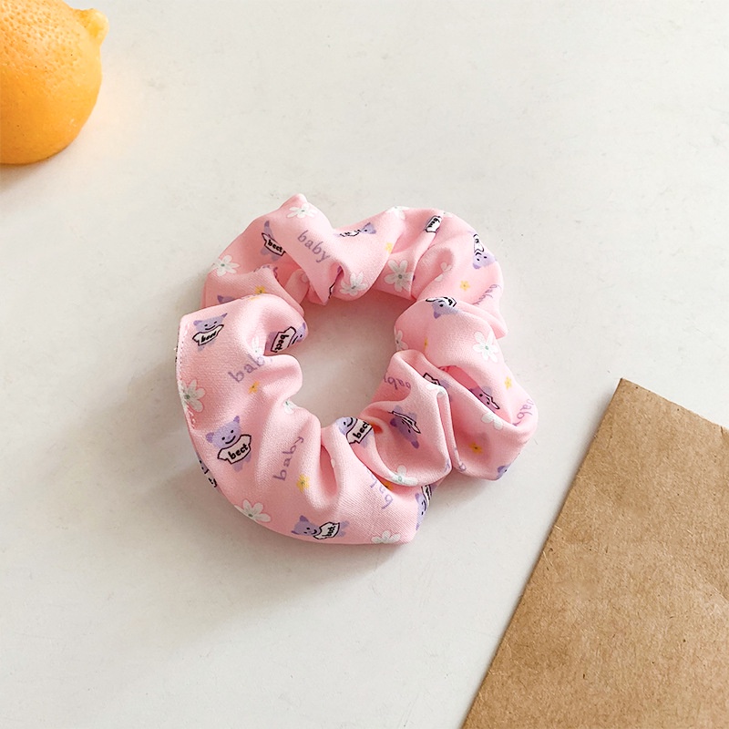 Dây cột tóc vải scrunchies hình gấu nhiều màu ngọt ngào dễ thương phiên bản Hàn quốc DS3