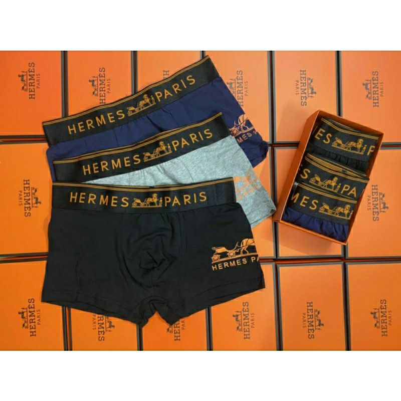 Hộp 3 quần lót nam sịp đùi H.M - boxer nam cotton co giãn 4 chiều đủ 3 màu y ảnh
