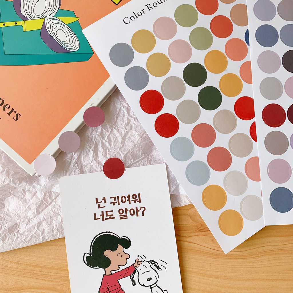 Sticker dán tranh ảnh hình chấm tròn 48c, Nhãn dán trang trí nhiều màu