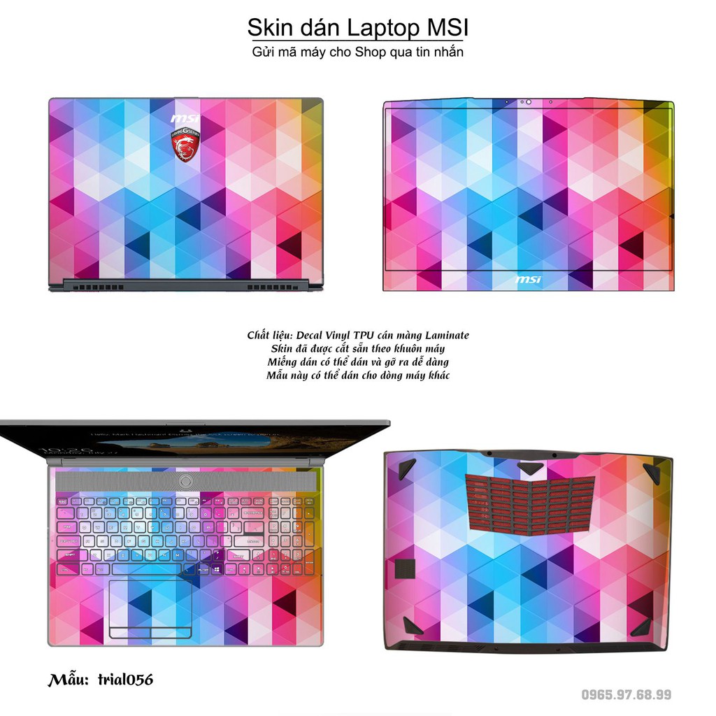 Skin dán Laptop MSI in hình Đa giác _nhiều mẫu 10 (inbox mã máy cho Shop)