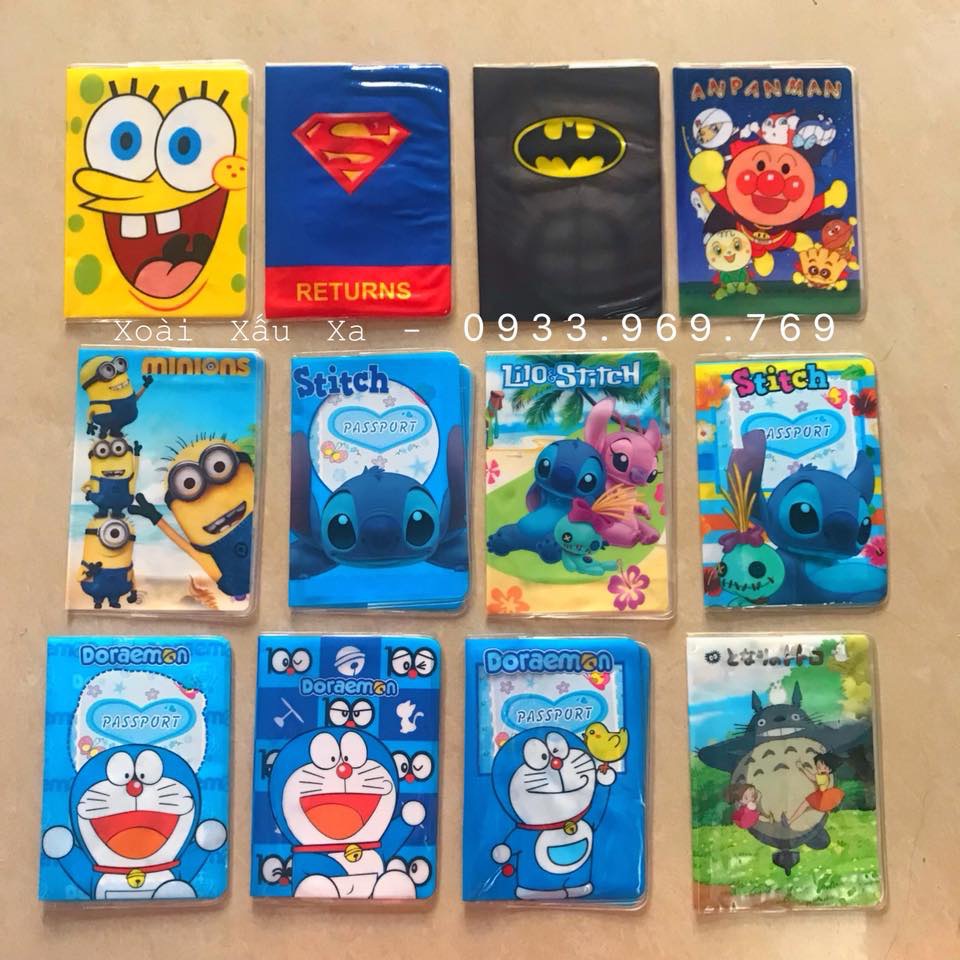 Bao passport, bao hộ chiếu hoạt hình dễ thương Kitty, đoraemon, stitch...