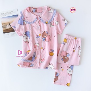 Pijama Bầu Sau Sinh (Vải Xô nhật) Mặc hè cực mát N27