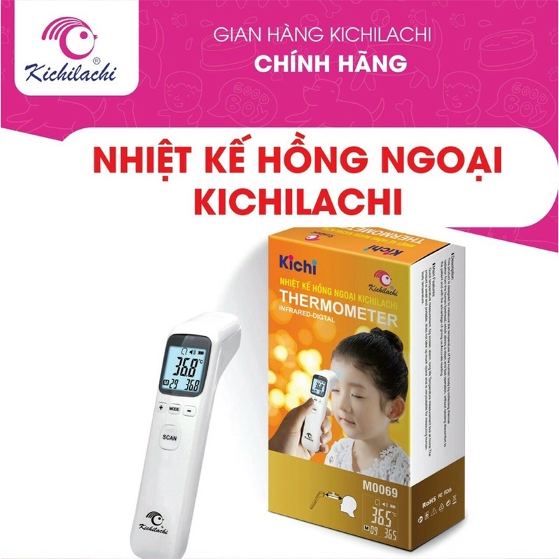 Nhiệt kế điện tử hồng ngoại Kichilachi chính hãng, độ chính xác cao, cảm ứng nhanh, tầm đo rộng