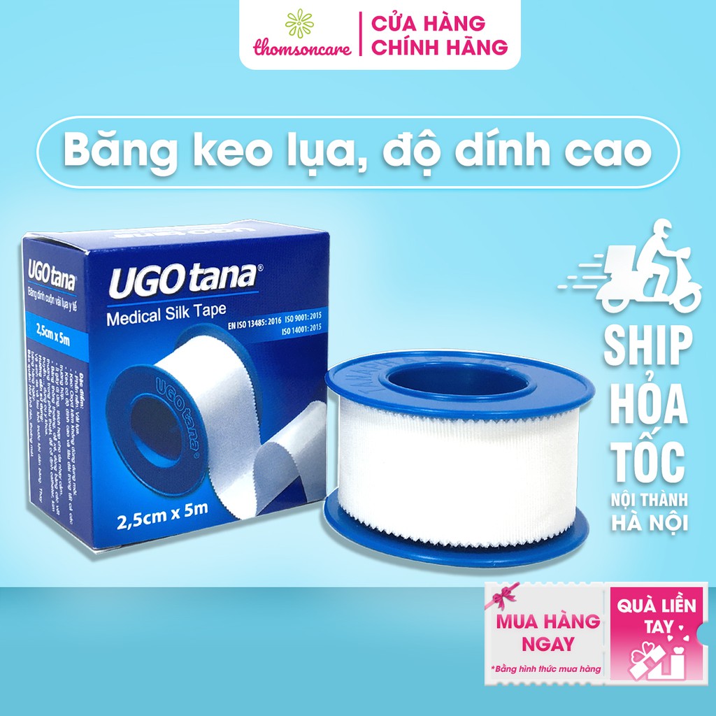 Băng keo cuộn vải y tế UGOTANA - Kích thước: 2,5cm x 5m - băng vết thương phẫu thuật độ dính cao