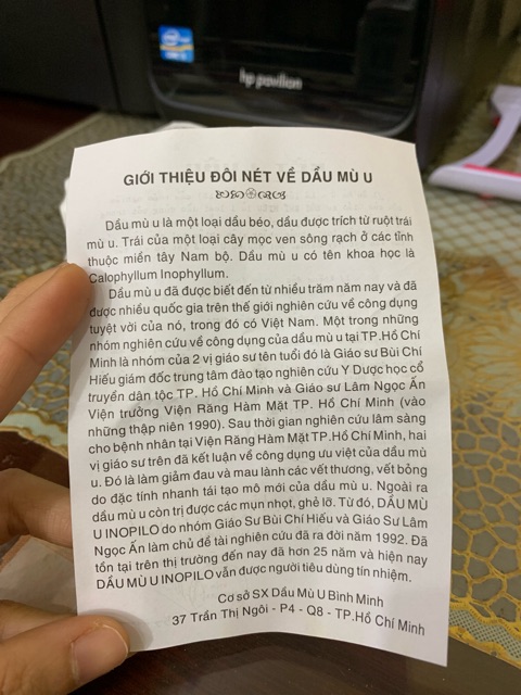 Dầu mù u Inopilo giảm đau, hỗ trợ bị bỏng