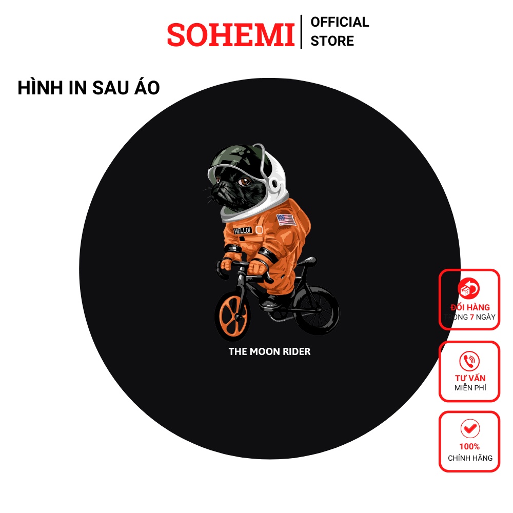 Áo thun SOHEMI form rộng tay lỡ họa tiết The Moon Rider cotton 100% 4 chiều cao cấp