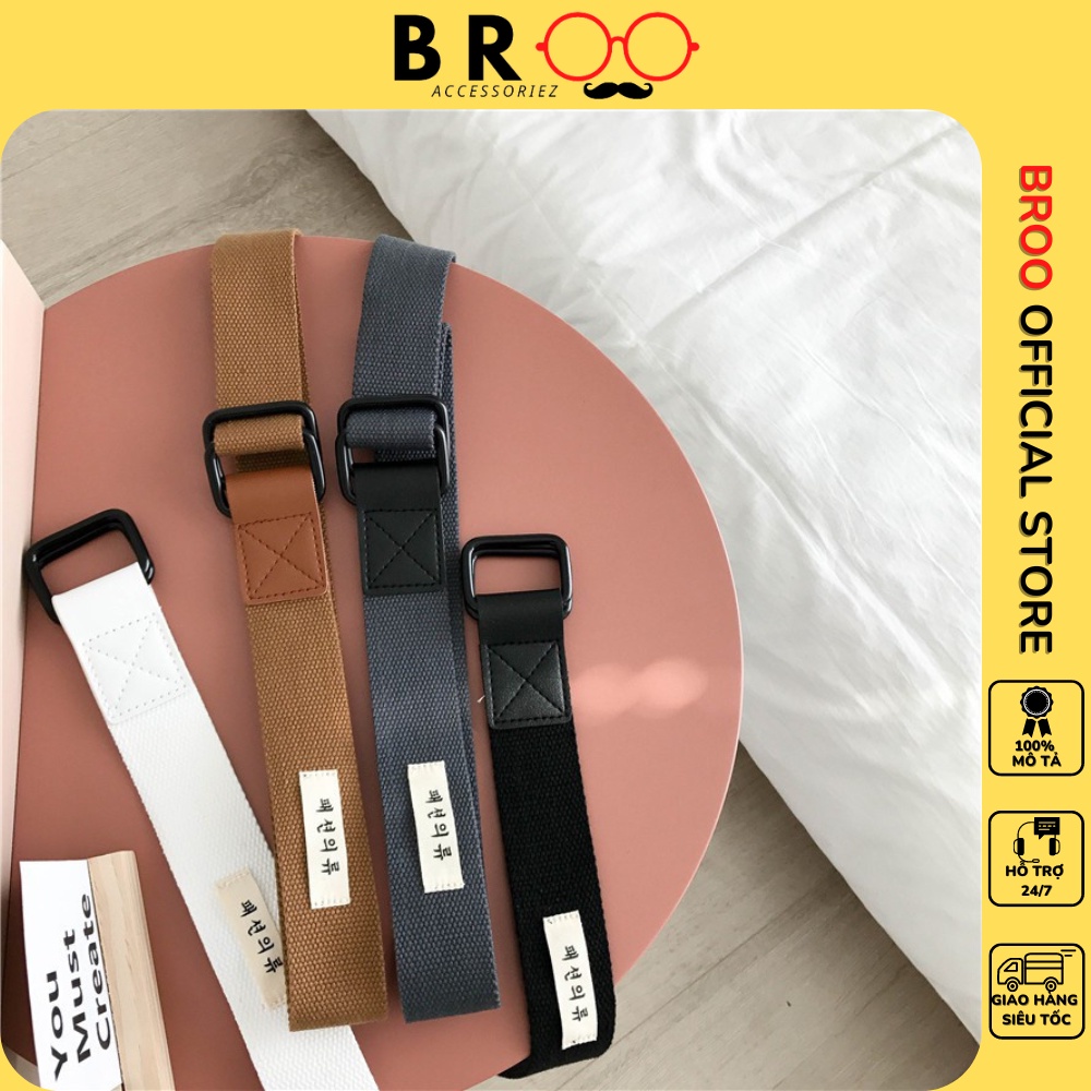 Thắt lưng vải canvas BROO tag Korea dây nịt dù ulzzang phong cách G-D Hàn Quốc cho nam nữ