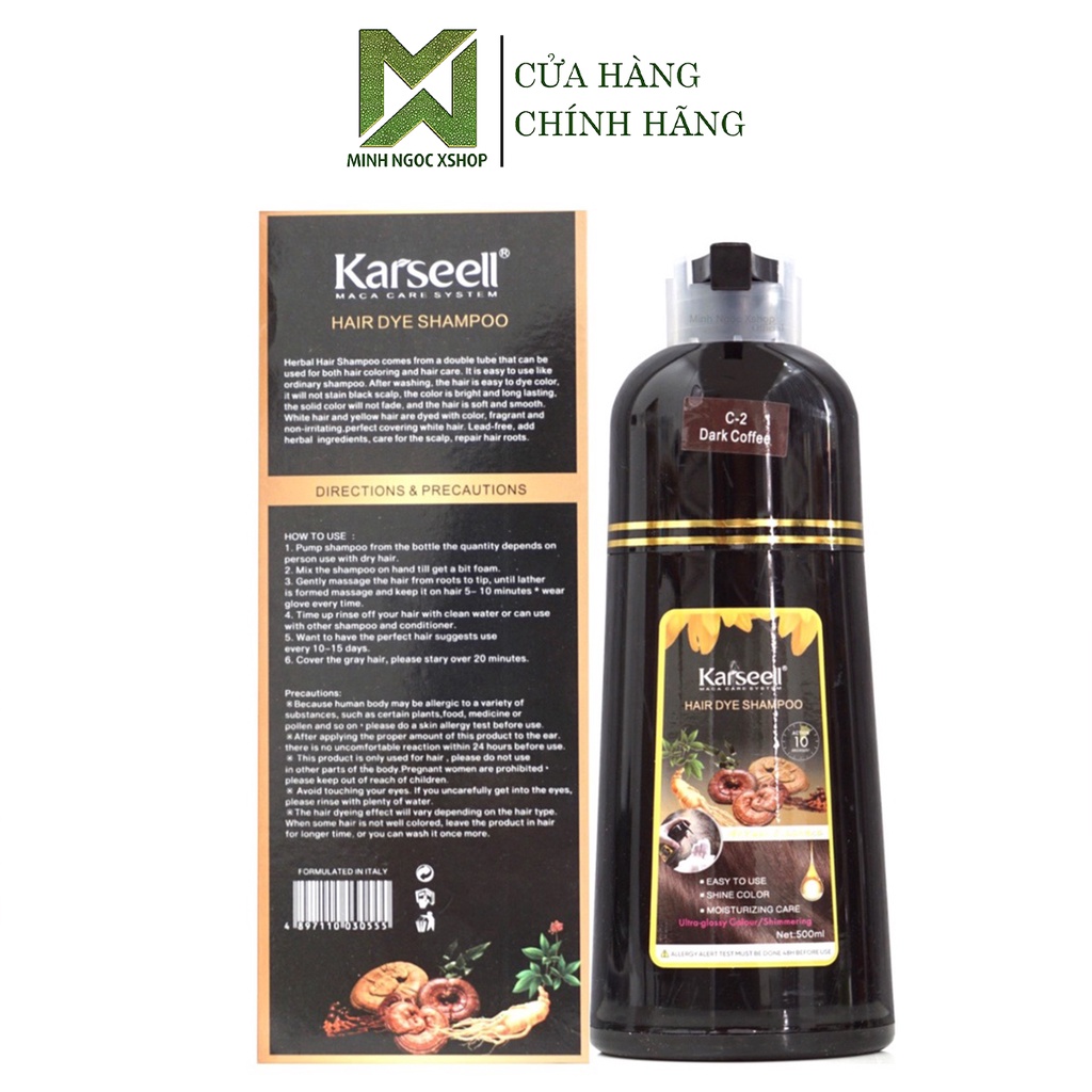 Dầu gội phủ bạc nhuộm tóc nâu Karseell Hair Dye Shampoo 500ml