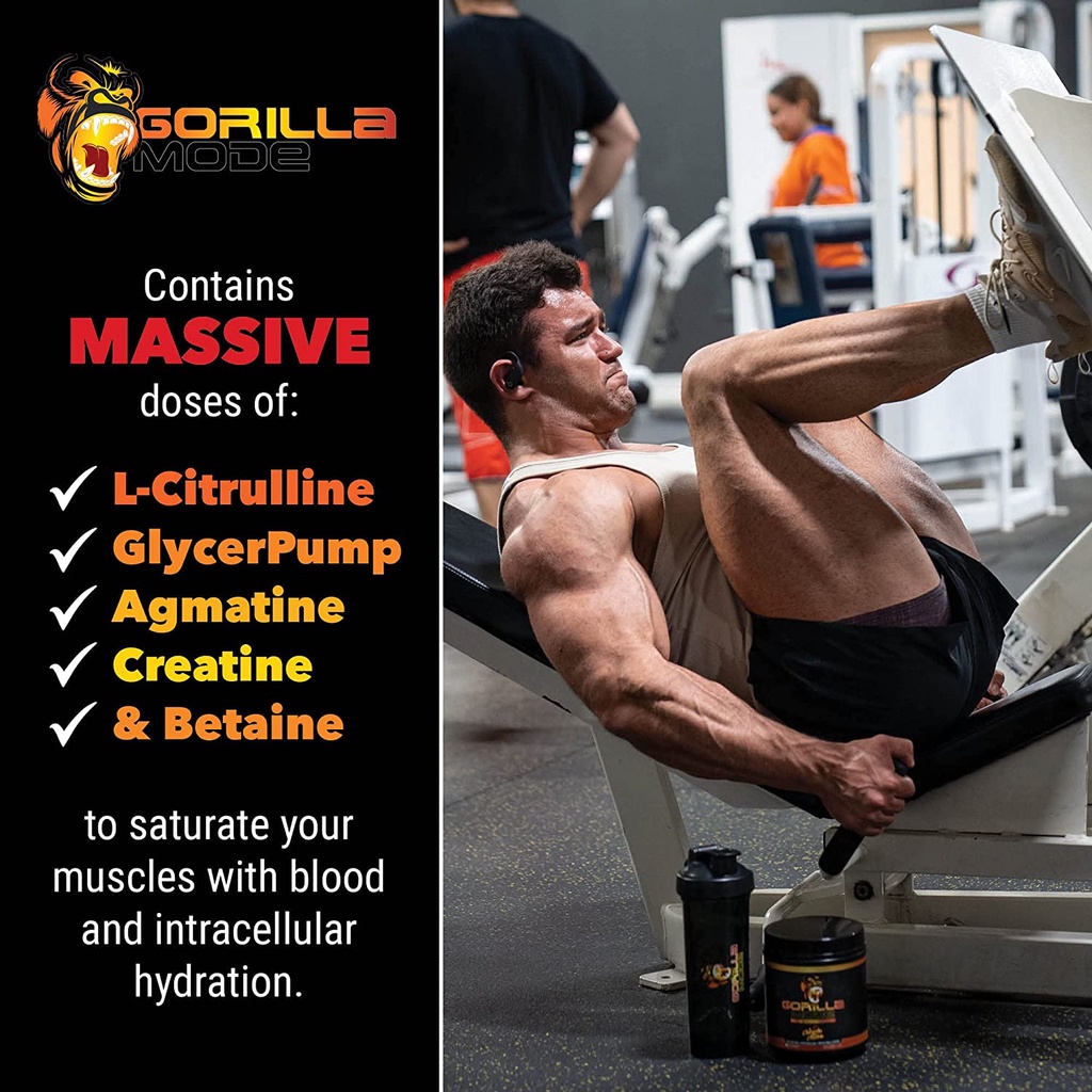 GORILLA MODE PRE WORKOUT  Mùi Vị Ngon Hiệu Quả Tốt Nhất L-Citrulline Creatine Glycerol L-Tyrosine Caffeine