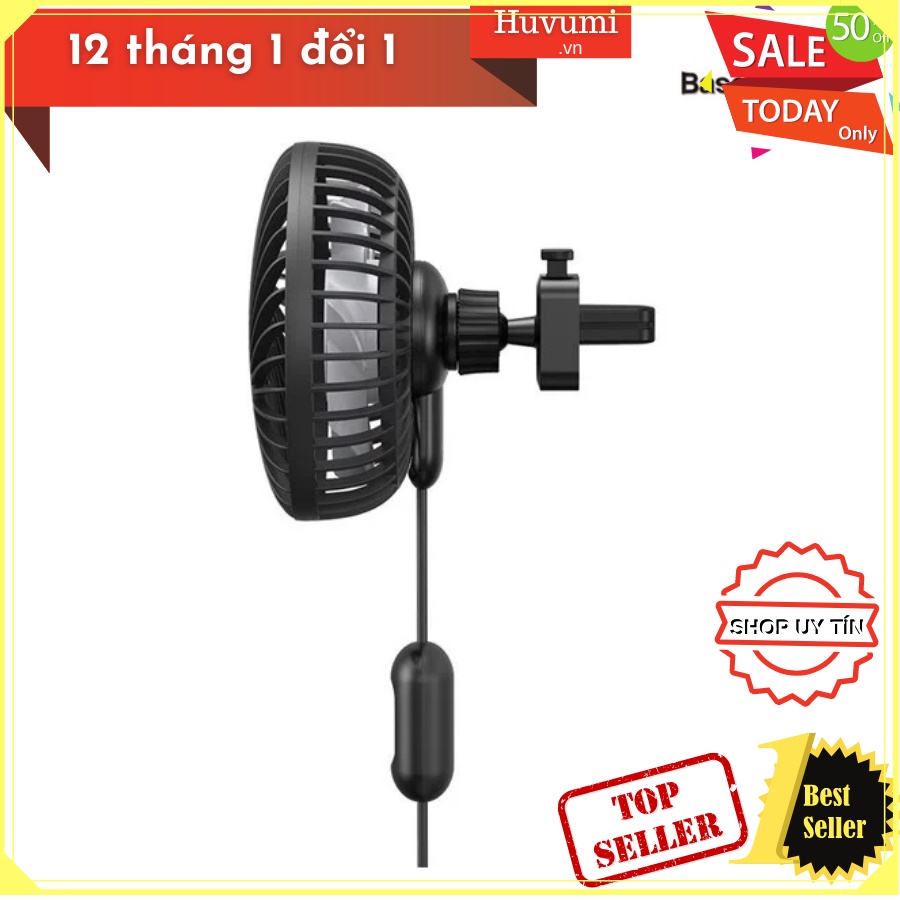 [Chính Hãng - Sẵn] Quạt mini tiện dụng cho xe ô tô Baseus (5V, 3 mức tốc độ, Gắn lưng ghế hoặc khe gió) New 100% LV769