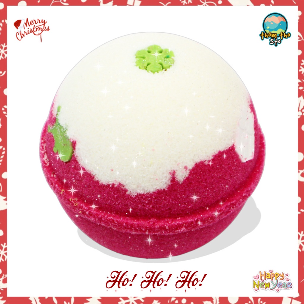 Bom tắm, viên sủi bồn tắm sủi bọt kem HO! HO! HO! christmas bath bomb, noel, 170 gram