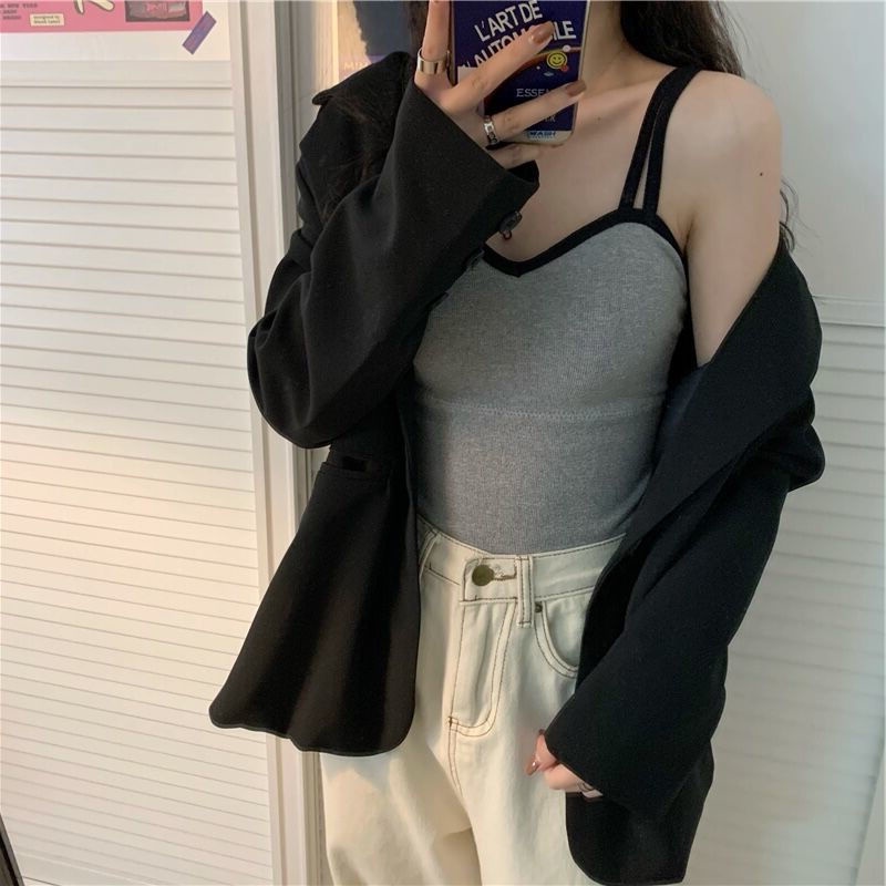 Áo Yếm Không Tay Màu Trơn 153231 Áo Hai Dây Thiết Kế Đơn Giản Quyến Rũ Dễ Thương