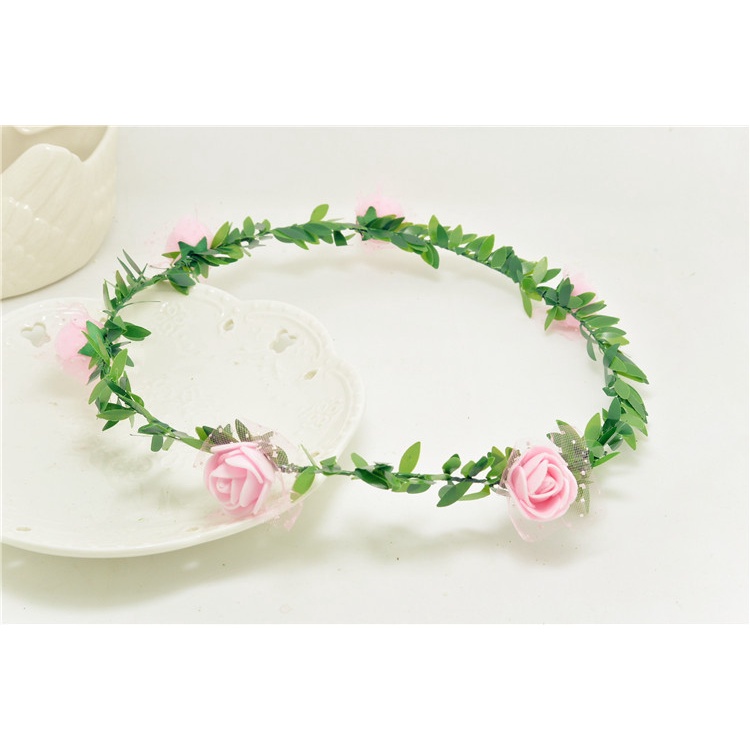 Vòng Hoa Hồng Nhiều Màu Trang Trí Tóc Cho Bé Gái
