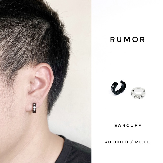 Khuyên kẹp không cần bấm đính đá 2 màu