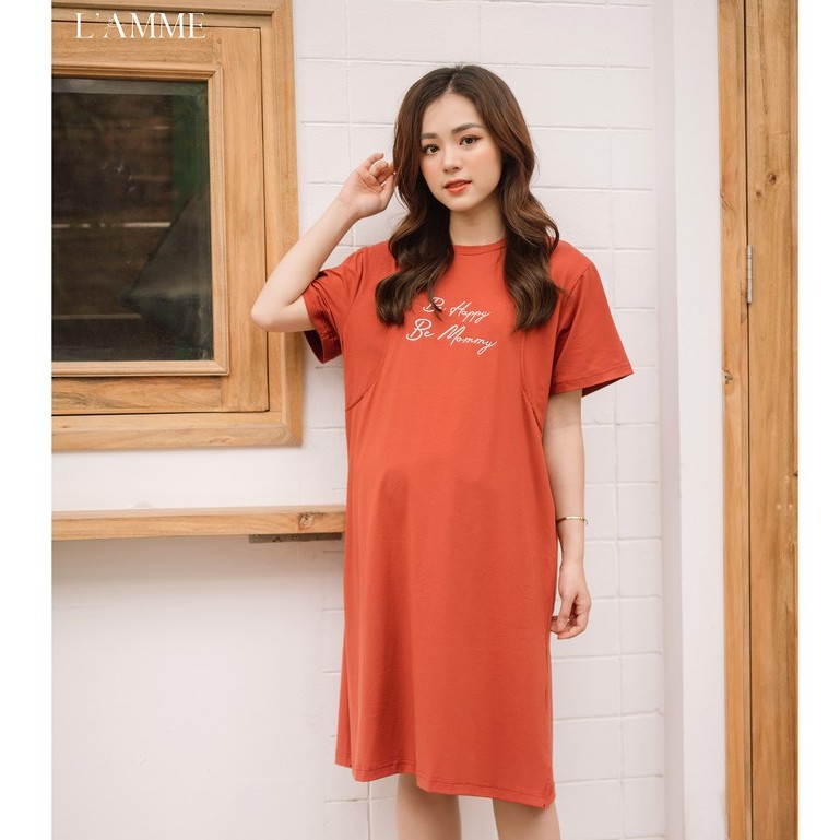 [Mã LTP50 giảm 50000 đơn 150000] Đầm bầu mặc nhà Mommy Dress chất cotton mềm mát, có chỗ cho em bé tuti kín đáo by LAMME