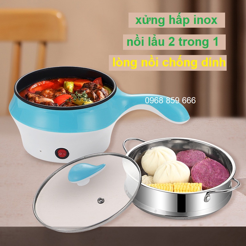 nồi lẩu mini nấu mì - nồi lẩu đa năng 2 tầng kèm hấp 18cm 26cm 28cm