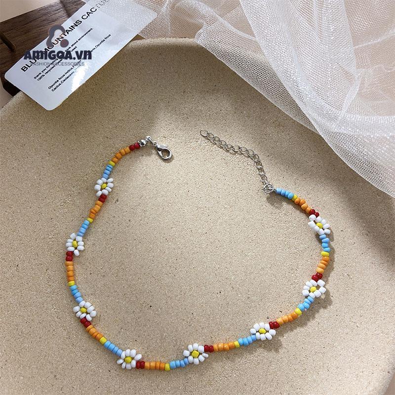 ✨✨Vòng cổ Hạt Hình Học Họa Tiết Hoa Nhiều Màu Sắc Sáng Tạo Cho Gia Đình