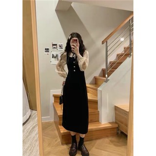 đầm nhung liền áo voan korea