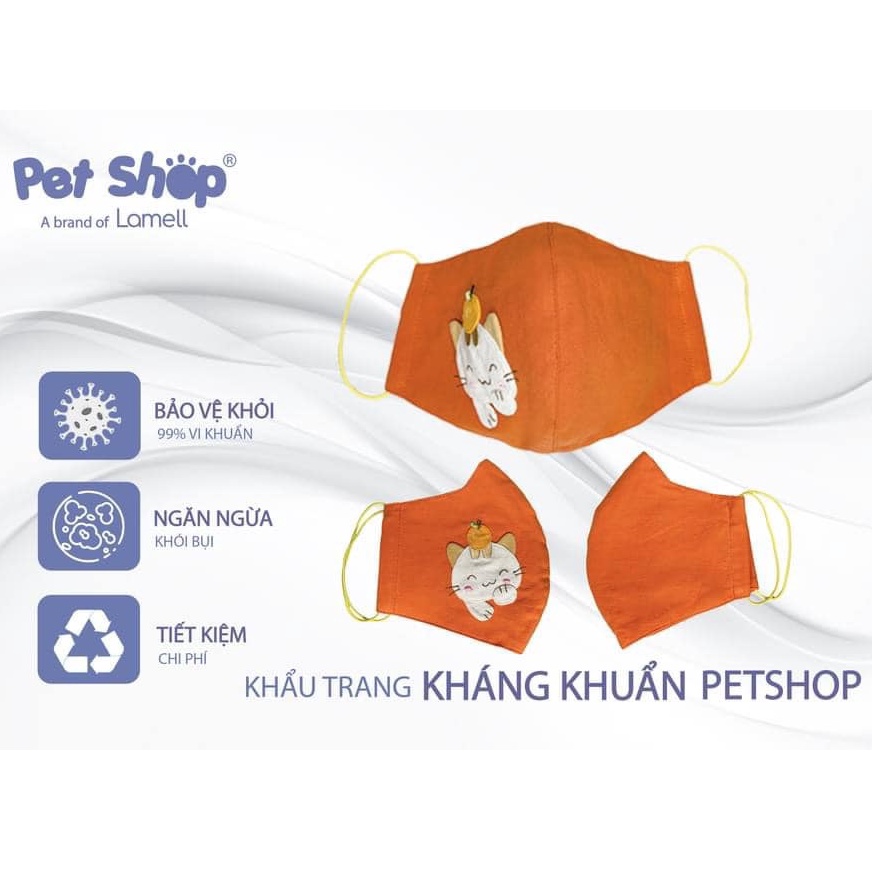PET SHOP - Khẩu trang vải sợi tre tự nhiên 100% cotton kháng khuẩn cho người lớn và trẻ em, thêu tay tỉ mỉ LZ-266