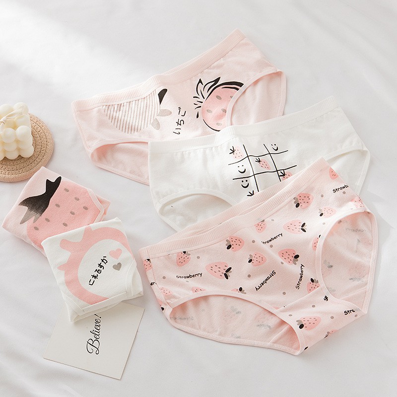 Quần Lót Cotton Mềm Mại Thoáng Khí In Họa Tiết Trái Cây Cho Nữ (M-2Xl)