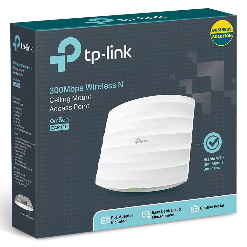 Bộ phát wifi Gắn Trần Gigabit Chuẩn N Không Dây Tốc Độ 300Mbps Tplink EAP110 V4 - Hàng Chính Hãng