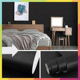 Giấy dán tường màu đen nhám chất liệu decal PVC, kích thước 0.45m x 10m mỗi cuộn co sẵn keo mặt sau