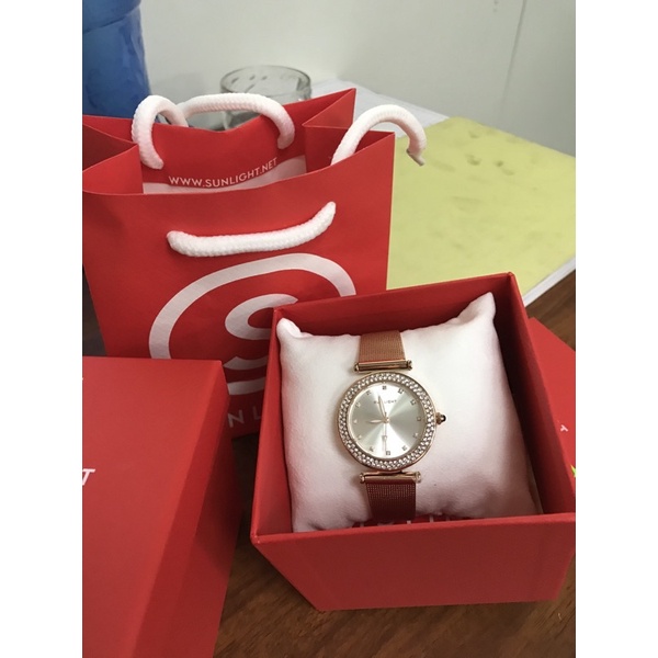 Đồng hồ dây thép không gỉ dành cho nữ thương hiệu sunlight+ kèm ảnh thật mã 79527