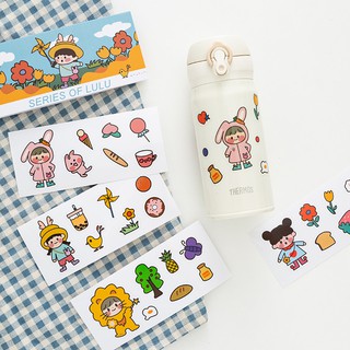 Set 4 hình dán không thấm nước Hàn Quốc đơn giản dẽ thương chủ đề cô gái nhãn dán