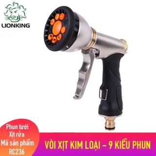 Vòi tưới cây rửa xe đa năng, vòi xịt nước làm bằng chất liệu KIM LOẠI có 9 KIỂU PHUN - RC236