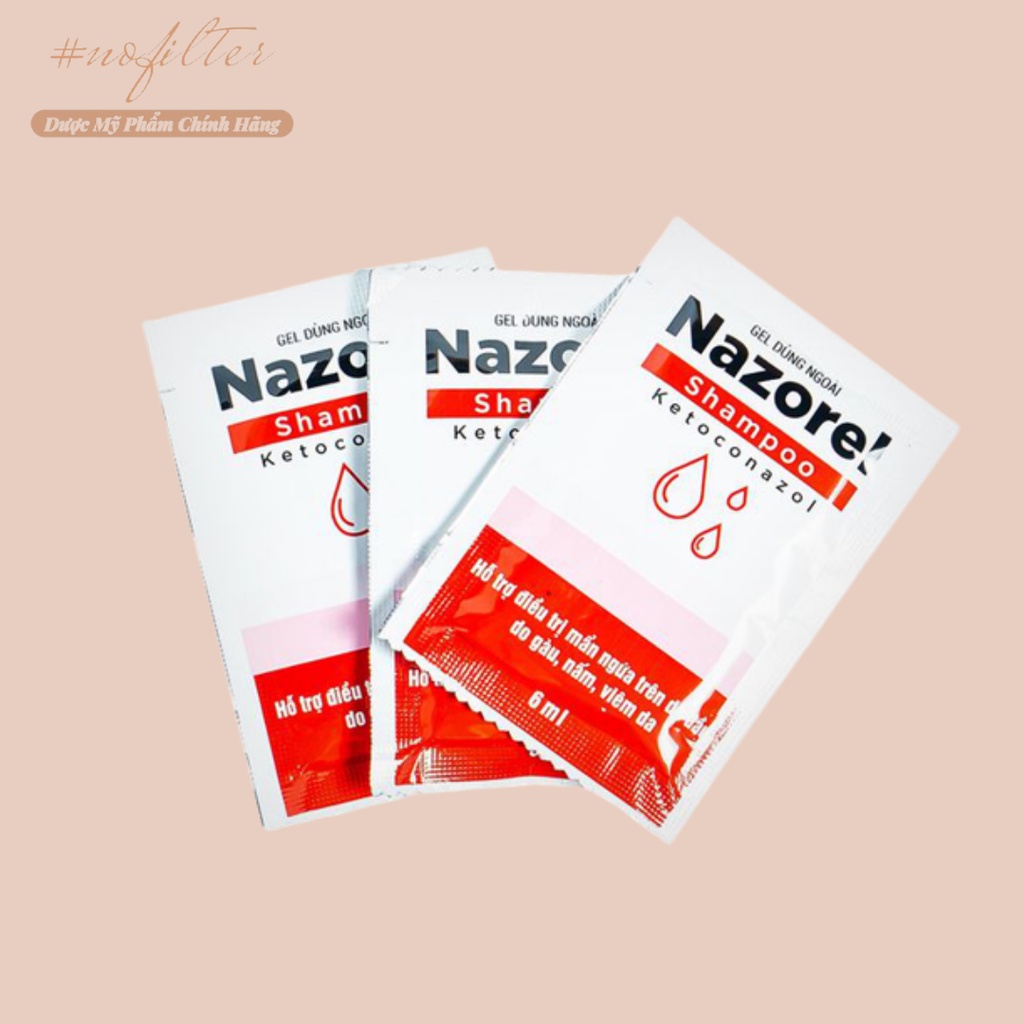 Dầu Gội Giảm Gàu, Nấm, Tróc Vảy Nazorel Shampoo Ketoconazol 6Ml