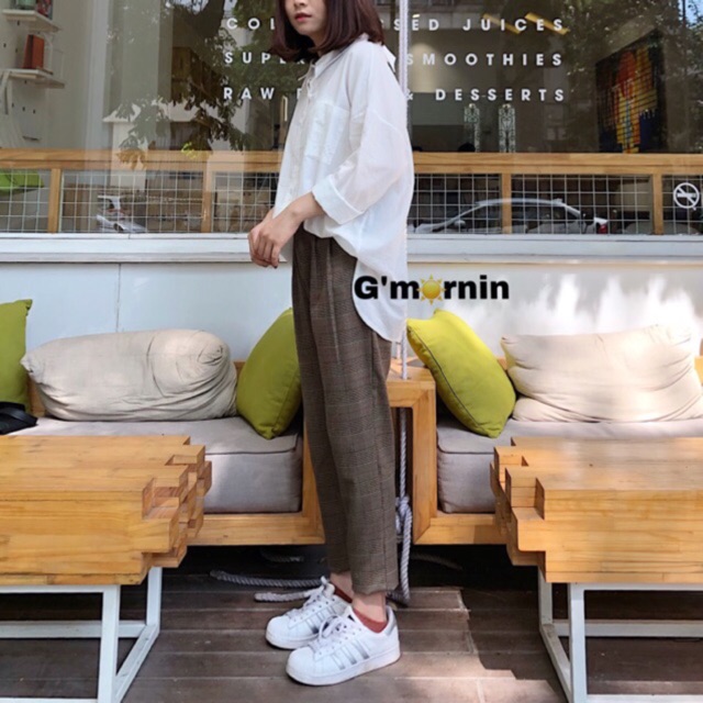 Quần baggy kẻ caro 02 (nâu, đen-trắng) | BigBuy360 - bigbuy360.vn