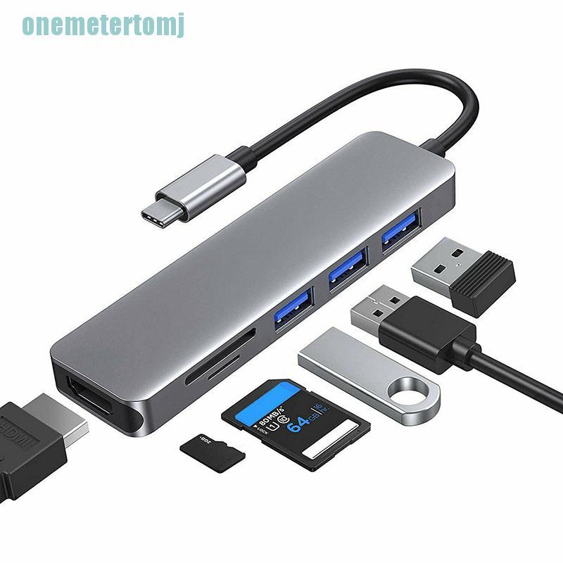 【ter】Type C Hub Adapter 6 in 1 USB C to Ethernet RJ45/ 4K HDMI/ 2 USB 3.0 Ports