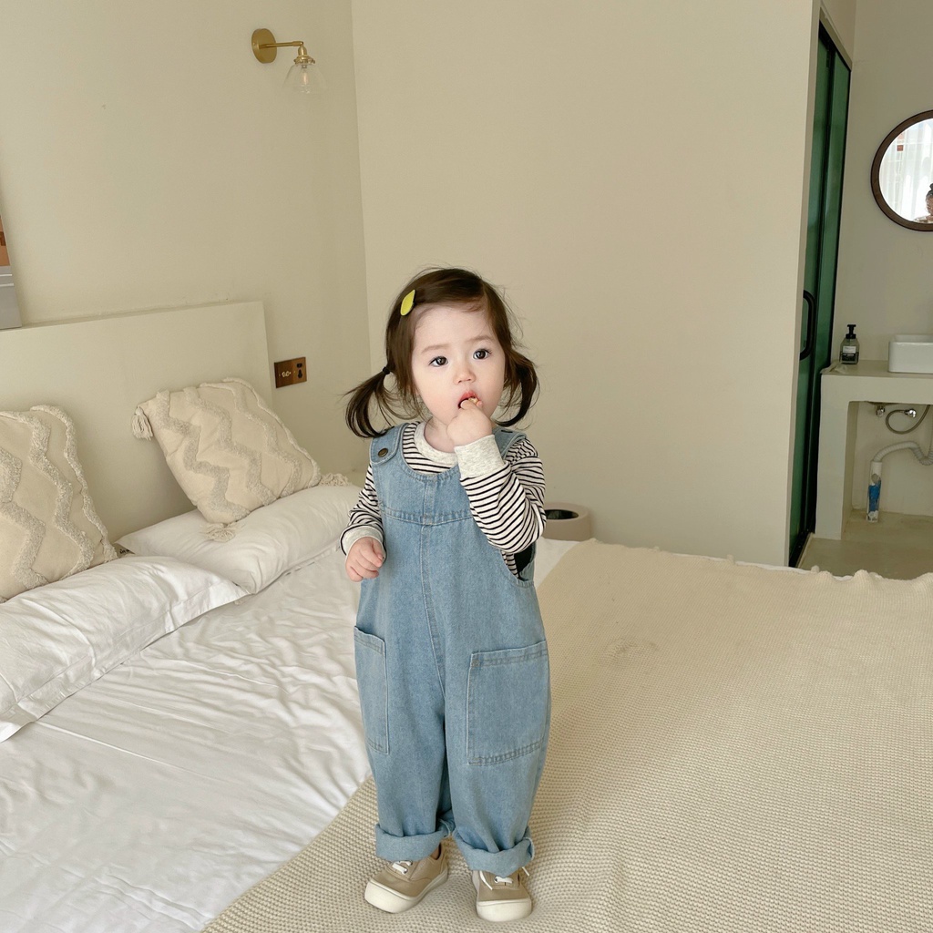 Yếm jean bé trai bé gái Batala kids yếm bò trẻ em dáng dài, dáng hàn đi học đi chơi cho bé từ 11-25kg YMDAI