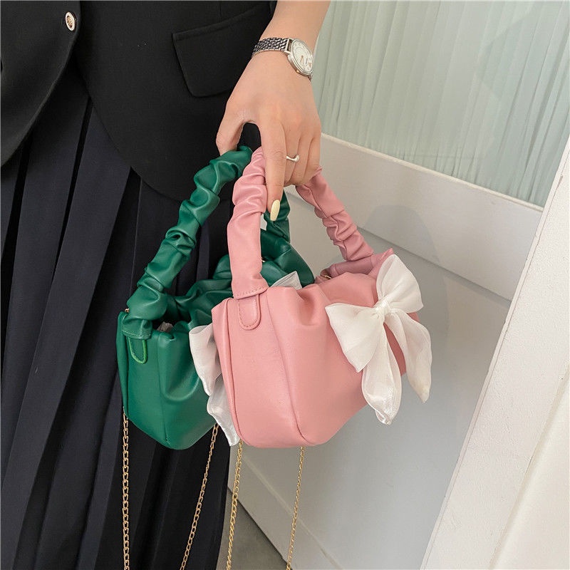 Túi Xách Đeo Chéo Đính Nơ Phong Cách Thời Trang Pháp Hàng Mới 2022 Dành Cho Nữ