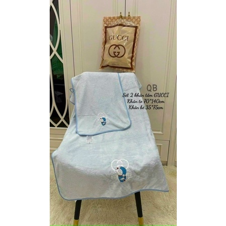 Khăn Tắm Doremon Set 2 Cái Bằng Cotton Siêu Thấm Hút, Mềm Mại Cho Bé