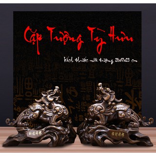 Cặp Tượng Tỳ Hưu Phong Thủy Màu Gỗ Sồi Trang Trí Nhà Cửa , Qùa Tặng Tân Gia Khai Trương Sinh Nhật